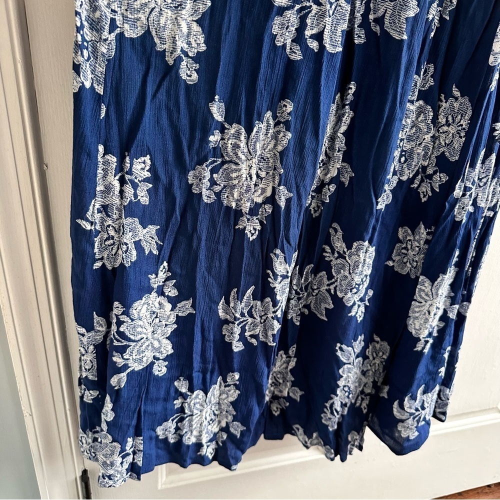 Lulus Heart of Marigold Navy Blue Floral Print Wrap‎ Maxi Dress Small - Picture 7 of 9